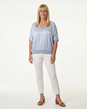 Blusenshirt Satin in  hellblau von Made in Italy (Bild 3)
