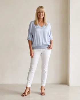 Blusenshirt Satin in  hellblau von Made in Italy (Bild 5)
