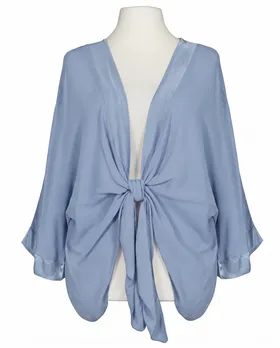 Bolero Jacke Blusenstil in  blau von H. Trend (Bild 1)