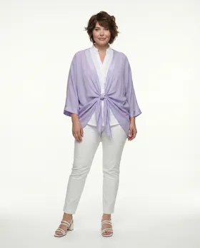 Bolero Jacke Blusenstil in  lila von H. Trend (Bild 3)
