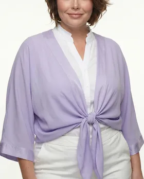 Bolero Jacke Blusenstil in  lila von H. Trend (Bild 4)