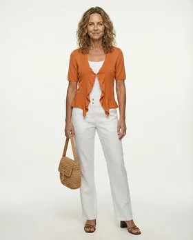 Bolero mit Volant in  orange von Made in Italy (Bild 3)