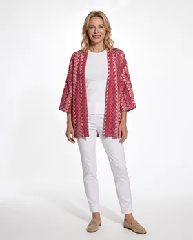 Cardigan Ajourmuster in  pink von Selected Touch (Bild 3)