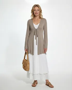 Cardigan Viskose in  taupe von Made in Italy (Bild 2)