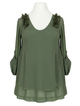 Chiffon Bluse Lagenlook in  oliv von New Collection (Bild 1)