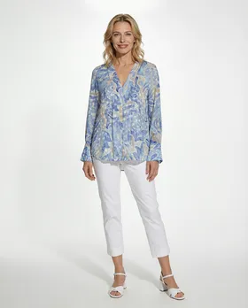 Chiffon Blusenshirt Floral in  blau von Lamiar (Bild 3)