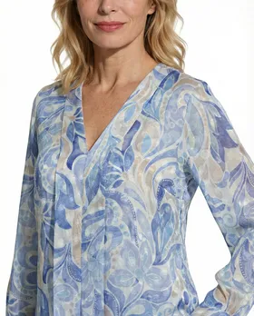 Chiffon Blusenshirt Floral in  blau von Lamiar (Bild 4)