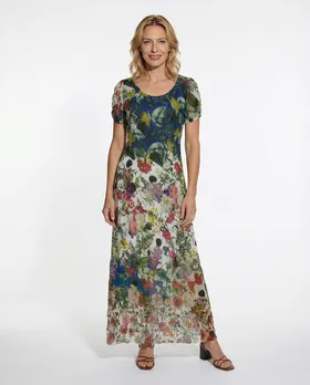 Chiffon Maxikleid Floral in  bunt von Selected Touch (Bild 4)