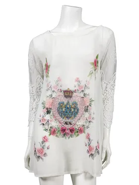 Chiffon Shirt mit Print in  wei� von ever new fashion (Bild 1)