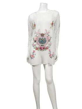 Chiffon Shirt mit Print in  wei� von ever new fashion (Bild 2)