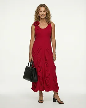 Empire Kleid Bl�te in  rot von FASHION (Bild 2)