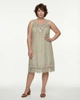 H�ngerchen Kleid mit Spitze in  taupe von Diana (Bild 3)