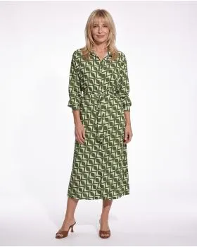 Hemdblusenkleid Print in  oliv von Made in Italy (Bild 3)