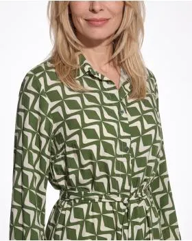 Hemdblusenkleid Print in  oliv von Made in Italy (Bild 4)
