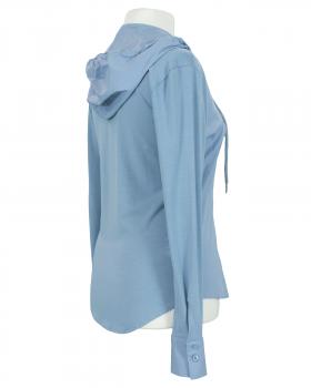 Jersey Bluse mit Kapuze in  eisblau von fashion made in italy (Bild 2)