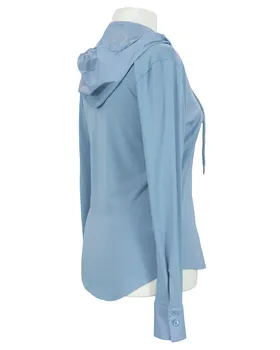 Jersey Bluse mit Kapuze in  eisblau von fashion made in italy (Bild 2)