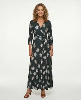 Jersey Maxikleid Wickeloptik in  oliv von Fifilles Paris (Bild 4)