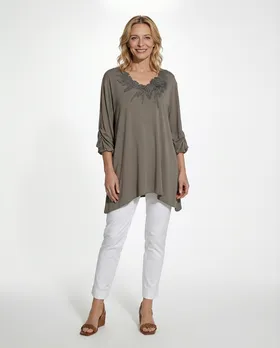 Jersey Shirt mit Spitze in  braun von Diana (Bild 2)