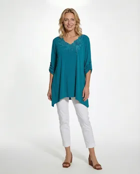 Jersey Shirt mit Spitze in  petrol von Diana (Bild 2)