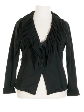 Jerseyjacke Fransenkragen in  schwarz von FASHION (Bild 1)