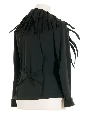 Jerseyjacke Fransenkragen in  schwarz von FASHION (Bild 2)