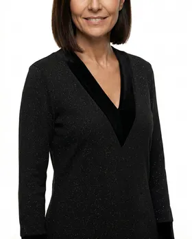 Jerseykleid V-Ausschnitt in  schwarz von Quinze Heures Trente (Bild 4)