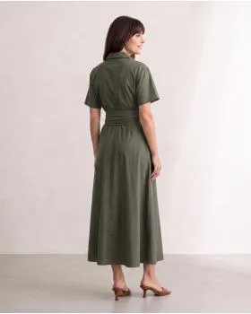 Jerseykleid Wickeloptik in  khaki von Sarah (Bild 4)