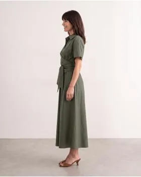 Jerseykleid Wickeloptik in  khaki von Sarah (Bild 5)