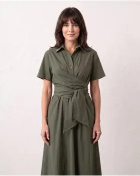Jerseykleid Wickeloptik in  khaki von Sarah (Bild 7)
