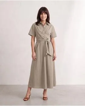 Jerseykleid Wickeloptik in  taupe von Sarah (Bild 3)