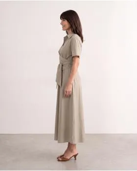 Jerseykleid Wickeloptik in  taupe von Sarah (Bild 5)