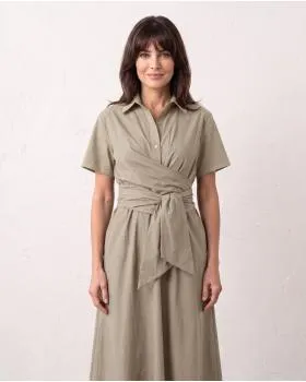 Jerseykleid Wickeloptik in  taupe von Sarah (Bild 7)