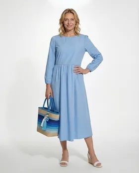 Kleid Baumwolle in  hellblau von Made in Italy (Bild 3)