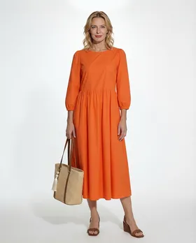 Kleid Baumwolle in  orange von Made in Italy (Bild 3)