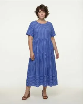 Kleid Baumwolle mit Streifen in  royalblau von Made in Italy (Bild 3)