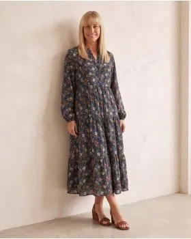 Kleid Blumenmuster in  blau von Made in Italy (Bild 5)