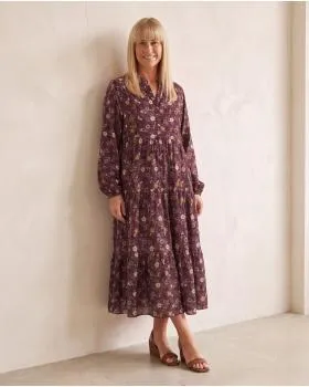 Kleid Blumenmuster in  bordeaux von Made in Italy (Bild 3)