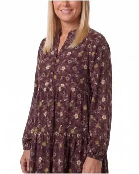 Kleid Blumenmuster in  bordeaux von Made in Italy (Bild 4)