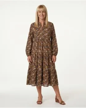 Kleid Blumenmuster in  cognac von Made in Italy (Bild 3)