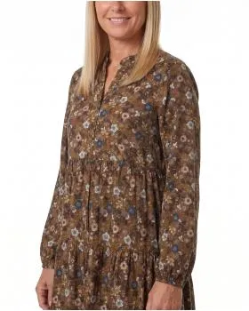 Kleid Blumenmuster in  cognac von Made in Italy (Bild 4)