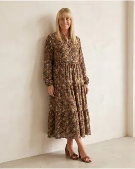 Kleid Blumenmuster in  cognac von Made in Italy (Bild 5)