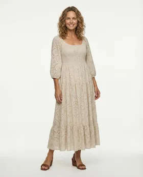 Kleid mit Lochspitze in  beige von H. Trend (Bild 3)