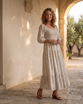 Kleid mit Lochspitze in  beige von H. Trend (Bild 5)