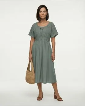 Kleid mit Lochstickerei in  khaki von Spaziodonna (Bild 3)