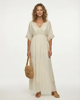 Kleid mit Seide in  beige von H. Trend (Bild 3)