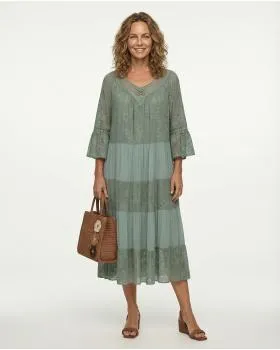 Kleid mit Seide in  oliv von Made in Italy (Bild 3)