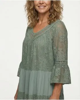 Kleid mit Seide in  oliv von Made in Italy (Bild 5)