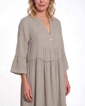Kleid Musselin in  beige von Made in Italy (Bild 4)