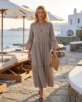 Kleid Musselin in  beige von Made in Italy (Bild 5)