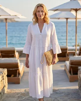 Kleid Musselin in  wei� von Made in Italy (Bild 5)